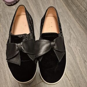 Kate Spade Black Velvet Loafers with Bow Delise Sneakers 8 Slip On